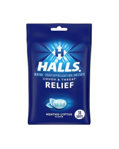 Halls Cough Drops, Ice Peppermint, 30 per bag