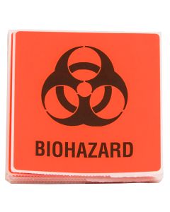 Biohazard Label, 4x4", 24 per zip bag