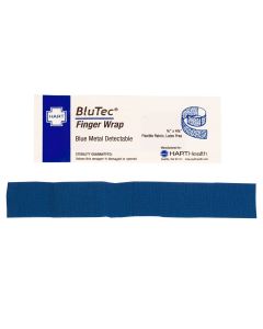 BluTec, Blue Metal Detectable Finger Wrap Bandages, Heavy Woven Elastic Cloth, 3/4" x 4-3/4", 25 per box