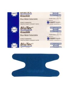 BluTec, Blue Metal Detectable Knuckle Bandages, Heavy Woven Elastic Cloth, 1-1/2" x 3", 40 per box