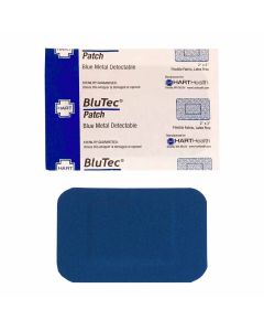 BluTec, Blue Metal Detectable Patch Bandages, Heavy Woven Elastic Cloth, 2" x 3", 25 per box