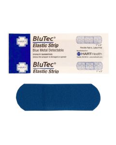BluTec, Blue Metal Detectable Elastic Strip Bandages, Heavy Woven Cloth, 1" x 3", 100 per box