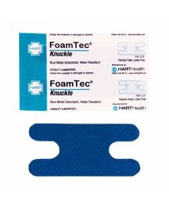 FoamTec, Blue Metal Detectable Knuckle, Water Resistant Foam Bandages, 40 per box