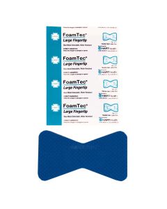 FoamTec, Blue Metal Detectable Large Fingertip, Water Resistant Foam Bandages, 25 per box