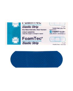 FoamTec, Blue Metal Detectable Strip, Water Resistant Foam Bandages, 50 per box