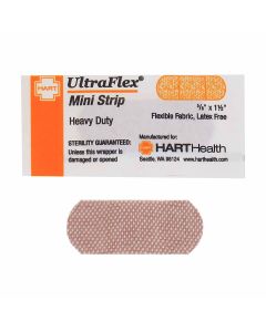 UltraFlex, Mini Strip Adhesive Bandages, Heavy Woven Cloth, 5/8" X 1-1/2", 50 per box