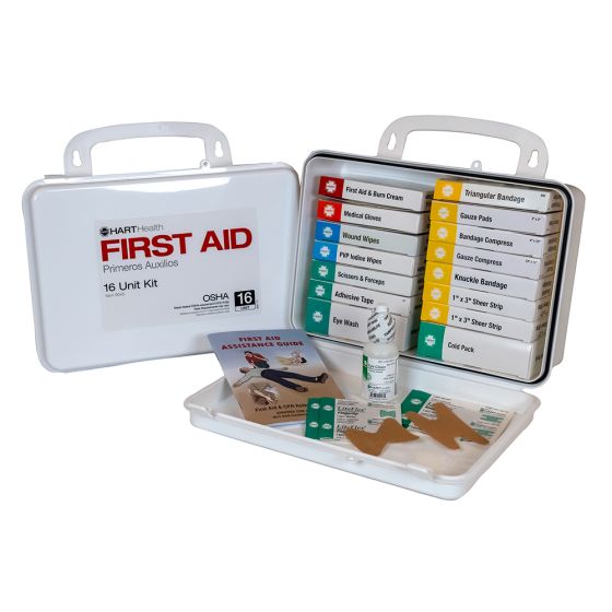 16 Unit First Aid Kit, OSHA, Polypropylene Box