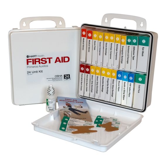 24 Unit First Aid Kit, OSHA, Polypropylene Box
