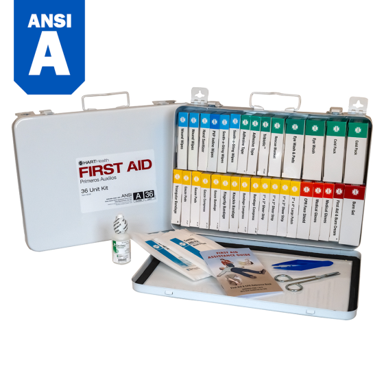 36 Unit First Aid Kit, ANSI Class A, Metal Box