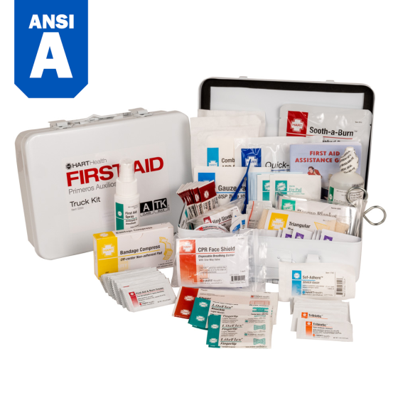 Truck First Aid Kit, ANSI Class A, Bulk, Metal Box, Medium