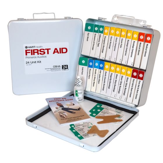 24 Unit First Aid Kit, OSHA, Metal Box
