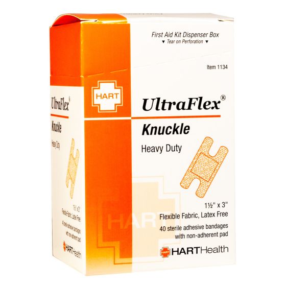 UltraFlex, Knuckle Adhesive Bandages, Heavy Woven Cloth, 1-1/2" x 3", 40 per box