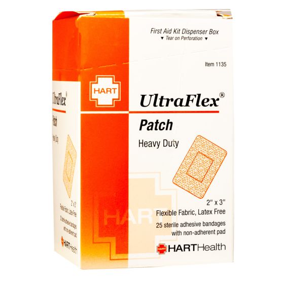 UltraFlex, Patch Adhesive Bandages, Heavy Woven Cloth, 2" x 3", 25 per box