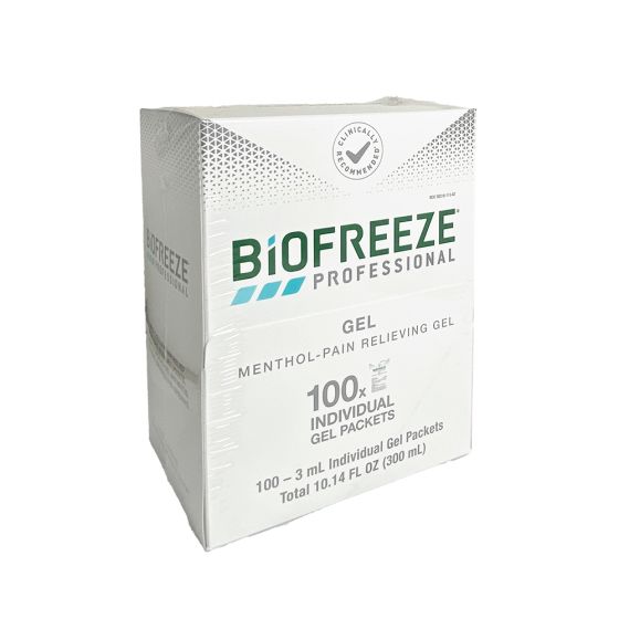 Biofreeze Pain Relieving Gel, 3 gm per packet, 100 packets per box