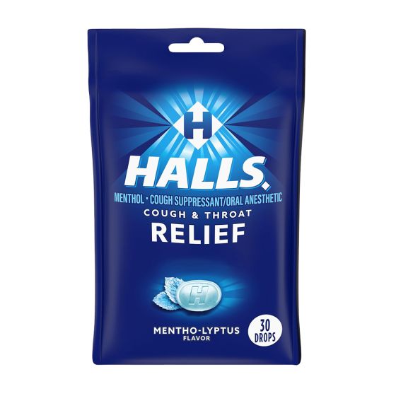 Halls Cough Drops, Ice Peppermint, 30 per bag
