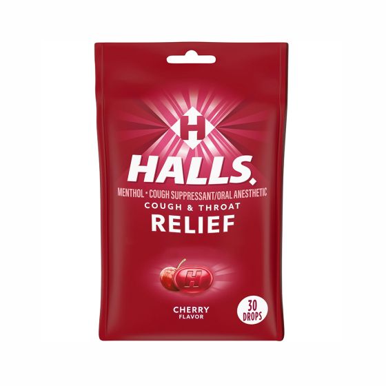 Halls Cough Drops, Cherry, 30 per bag