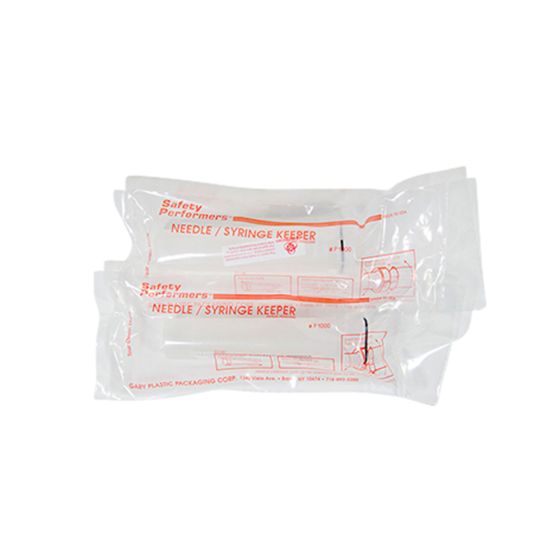 Needle/syringe Keeper, labeled for evidence, 12 per bag