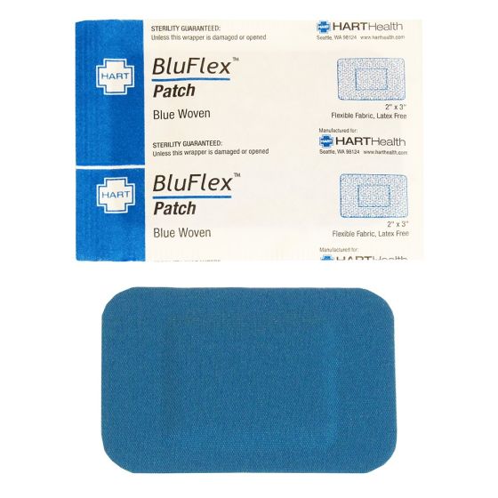 BluFlex, Blue Patch Bandage Adhesive Bandages, Light Woven Elastic Cloth
