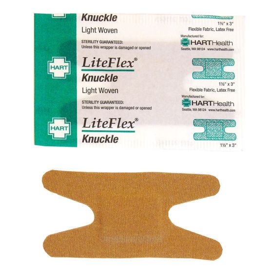 LiteFlex, Knuckle Adhesive Bandages, Light Woven Elastic Cloth, 1-1/2" x 3", 100 per box