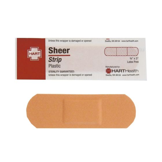 Sheer Strip Adhesive Bandages, 3/4" x 3", 1000 per case
