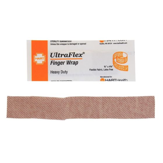 UltraFlex, Finger Wrap Adhesive Bandages, Heavy Woven Cloth, 3/4" x 4-3/4", 25 per box