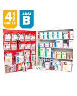 4-Shelf First Aid Station, ANSI Class B, Extra Wide Metal Cabinet, with door pouch